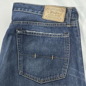 Polo Ralph Lauren Men Blue Denim Authentic Dungarees‎ Straight Jeans Size 38X32